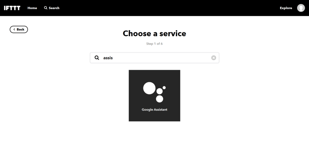 Selecting Google Assistant service
